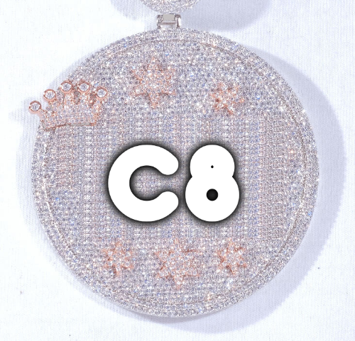 CUSTOM LETTER NECKLACE 3D BIG CROWN DISC