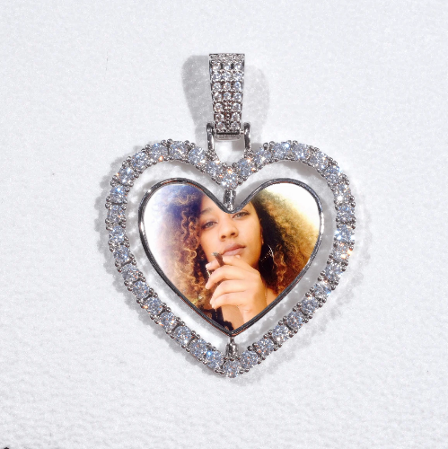 3D Spinning 2-Faced Heart Custom Picture Pendant