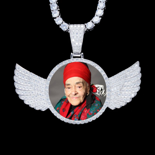 925S & VVS Moissanite 3D Wing Custom Picture Pendant