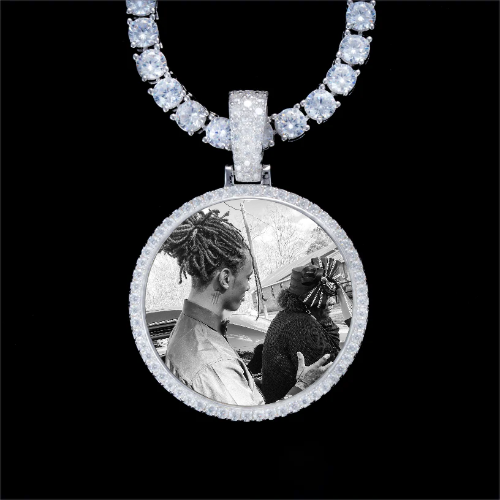 925S & VVS Moissanite 3D Circle Custom Picture Pendant