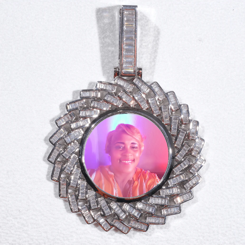 Large 3D Baguette Custom Picture Pendant