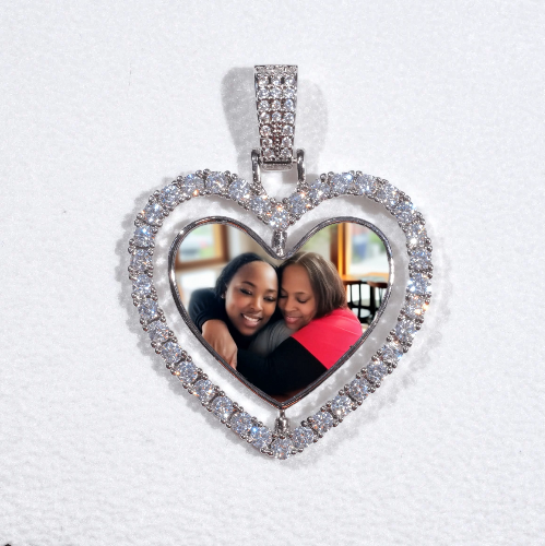 3D Spinning 2-Faced Heart Custom Picture Pendant