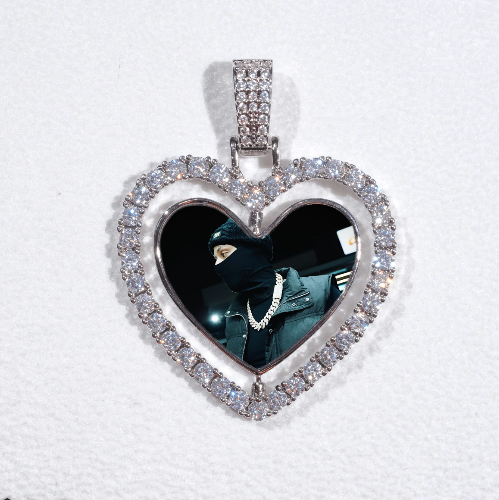 3D Spinning 2-Faced Heart Custom Picture Pendant