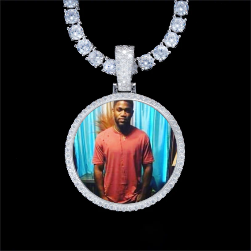 925S & VVS Moissanite 3D Circle Custom Picture Pendant