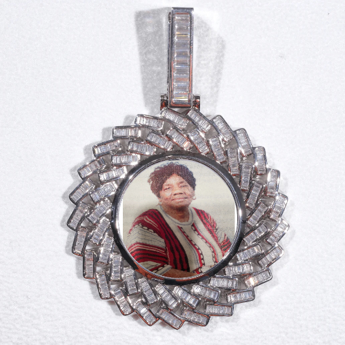 Large 3D Baguette Custom Picture Pendant