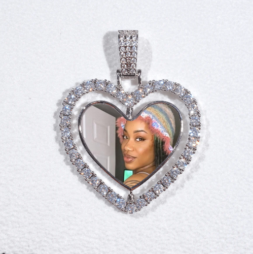 3D Spinning 2-Faced Heart Custom Picture Pendant