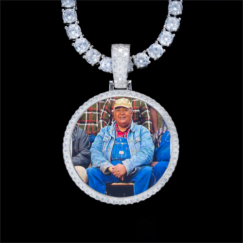 925S & VVS Moissanite 3D Circle Custom Picture Pendant