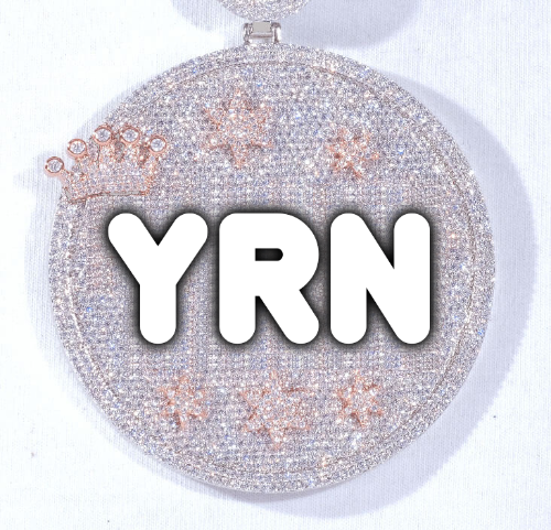 CUSTOM LETTER NECKLACE 3D BIG CROWN DISC