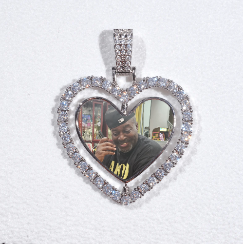 3D Spinning 2-Faced Heart Custom Picture Pendant