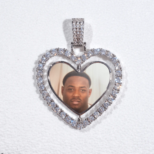 3D Spinning 2-Faced Heart Custom Picture Pendant