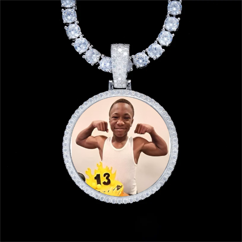 925S & VVS Moissanite 3D Circle Custom Picture Pendant