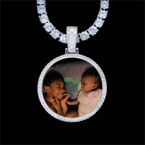 925S & VVS Moissanite 3D Circle Custom Picture Pendant