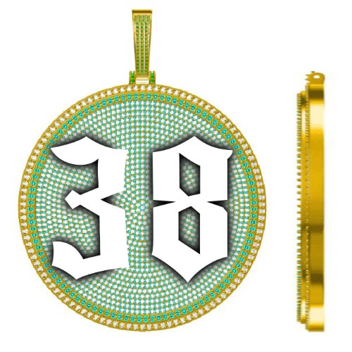 CUSTOM LETTER NECKLACE 3D BIG DISC