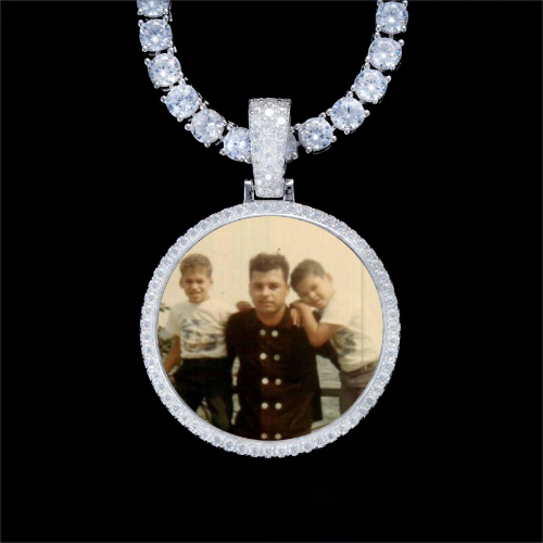 925S & VVS Moissanite 3D Circle Custom Picture Pendant