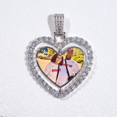 3D Spinning 2-Faced Heart Custom Picture Pendant