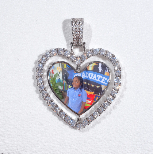 3D Spinning 2-Faced Heart Custom Picture Pendant