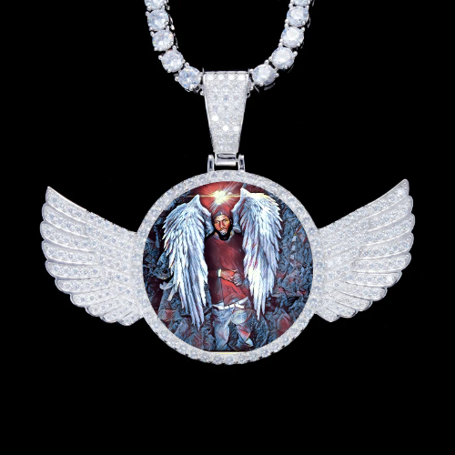 925S & VVS Moissanite 3D Wing Custom Picture Pendant