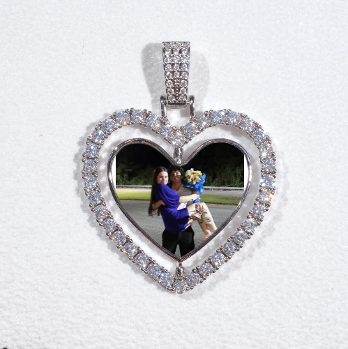 3D Spinning 2-Faced Heart Custom Picture Pendant