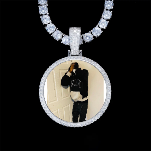925S & VVS Moissanite 3D Circle Custom Picture Pendant