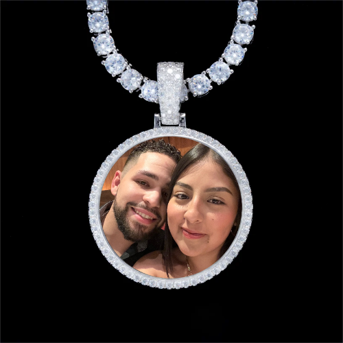 925S & VVS Moissanite 3D Circle Custom Picture Pendant