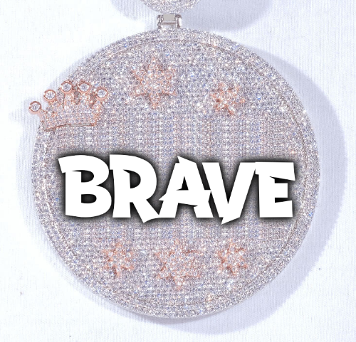 CUSTOM LETTER NECKLACE 3D BIG CROWN DISC