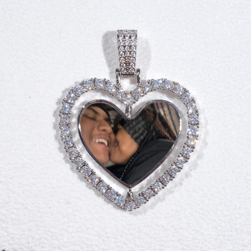 3D Spinning 2-Faced Heart Custom Picture Pendant