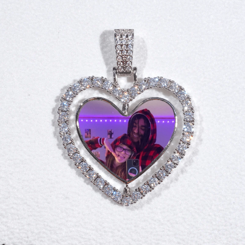 3D Spinning 2-Faced Heart Custom Picture Pendant