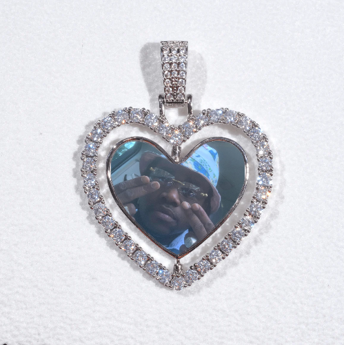 3D Spinning 2-Faced Heart Custom Picture Pendant