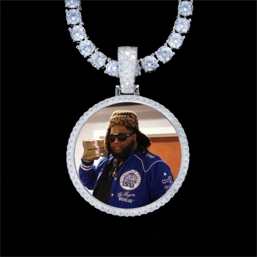 925S & VVS Moissanite 3D Circle Custom Picture Pendant