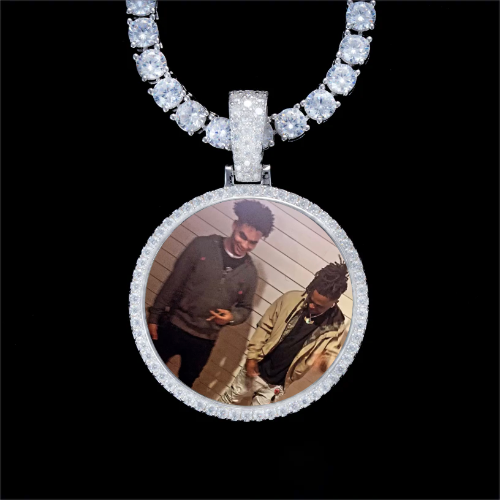 925S & VVS Moissanite 3D Circle Custom Picture Pendant