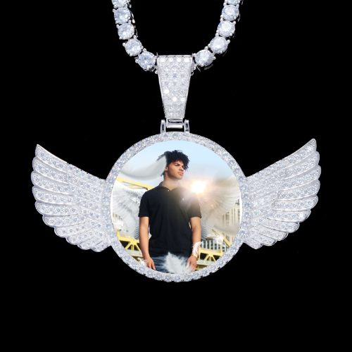 925S & VVS Moissanite 3D Wing Custom Picture Pendant