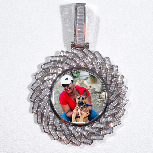 Large 3D Baguette Custom Picture Pendant