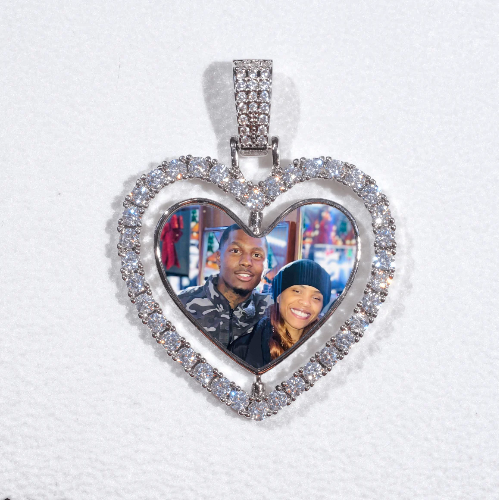 3D Spinning 2-Faced Heart Custom Picture Pendant