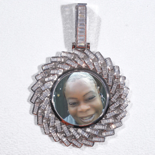 Large 3D Baguette Custom Picture Pendant