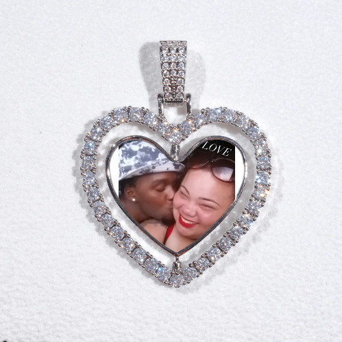 3D Spinning 2-Faced Heart Custom Picture Pendant