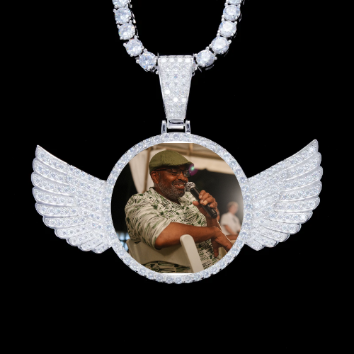925S & VVS Moissanite 3D Wing Custom Picture Pendant