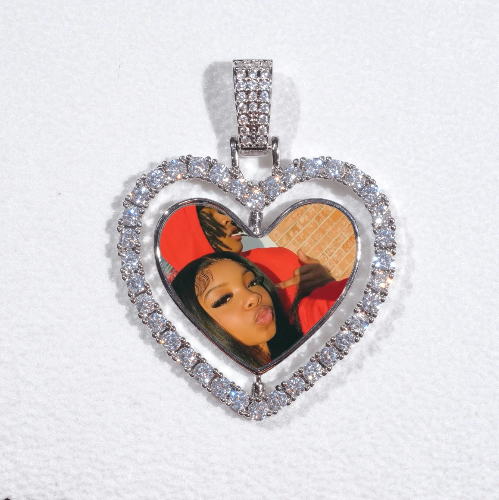3D Spinning 2-Faced Heart Custom Picture Pendant