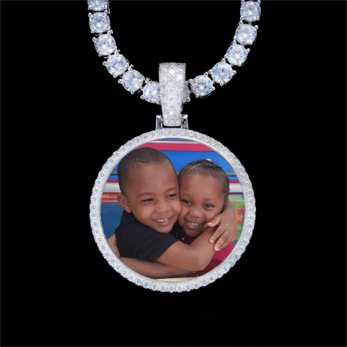 925S & VVS Moissanite 3D Circle Custom Picture Pendant
