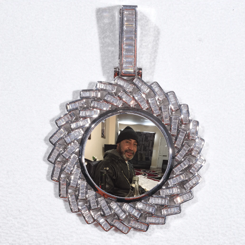 Large 3D Baguette Custom Picture Pendant