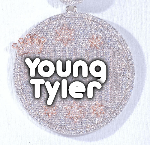 CUSTOM LETTER NECKLACE 3D BIG CROWN DISC