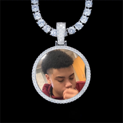 925S & VVS Moissanite 3D Circle Custom Picture Pendant