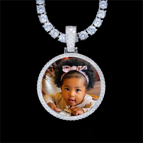925S & VVS Moissanite 3D Circle Custom Picture Pendant