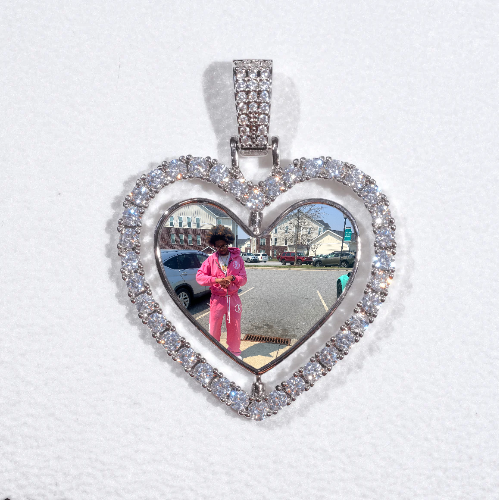 3D Spinning 2-Faced Heart Custom Picture Pendant