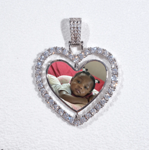 3D Spinning 2-Faced Heart Custom Picture Pendant