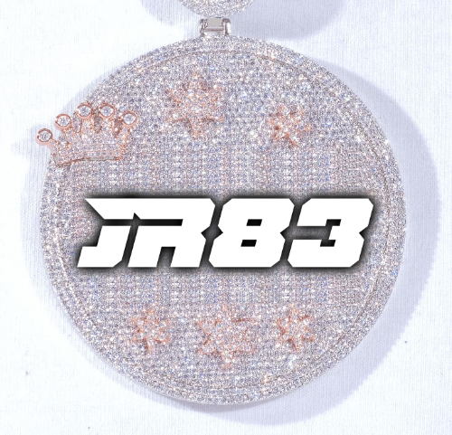 CUSTOM LETTER NECKLACE 3D BIG CROWN DISC