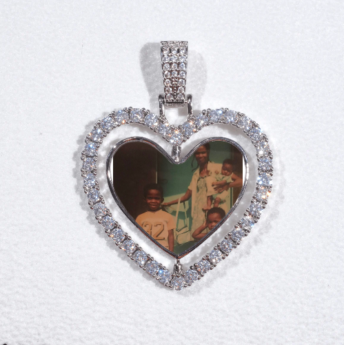 3D Spinning 2-Faced Heart Custom Picture Pendant