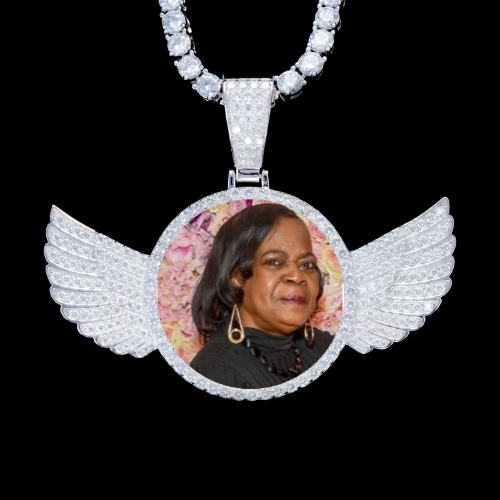 925S & VVS Moissanite 3D Wing Custom Picture Pendant