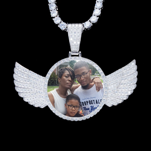 925S & VVS Moissanite 3D Wing Custom Picture Pendant