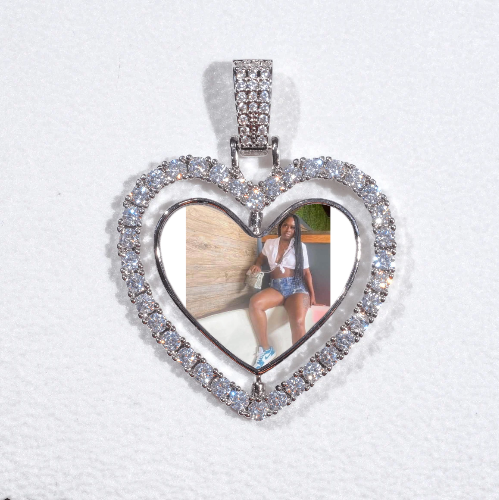 3D Spinning 2-Faced Heart Custom Picture Pendant