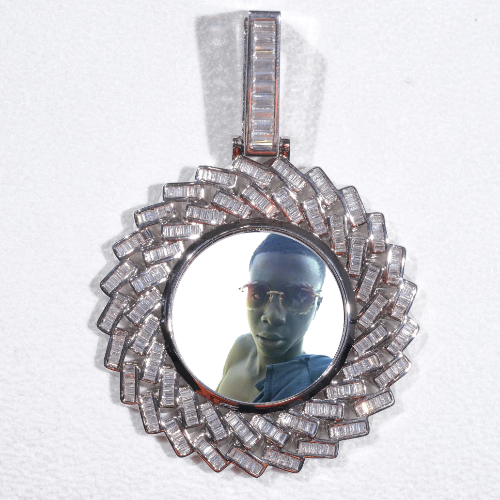 Large 3D Baguette Custom Picture Pendant